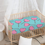 Pink Heart Lollipop Pattern Print Baby Crib Sheet