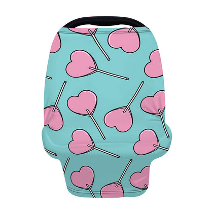 Pink Heart Lollipop Pattern Print Baby Seat Cover