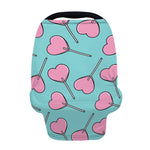 Pink Heart Lollipop Pattern Print Baby Seat Cover