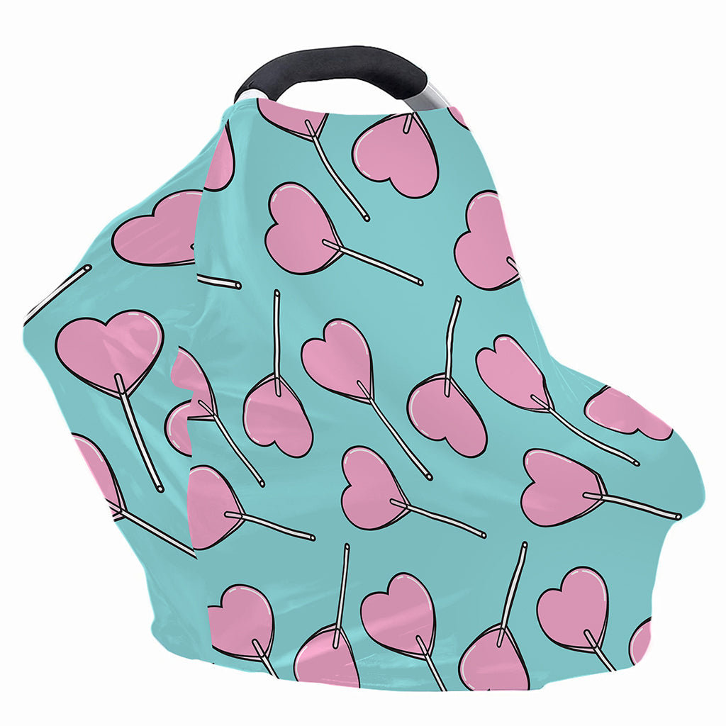 Pink Heart Lollipop Pattern Print Baby Seat Cover