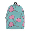 Pink Heart Lollipop Pattern Print School Backpack
