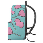 Pink Heart Lollipop Pattern Print Backpack