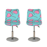 Pink Heart Lollipop Pattern Print Bar Stool Covers