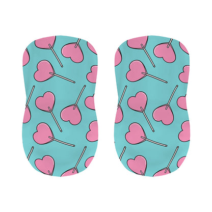 Pink Heart Lollipop Pattern Print Bar Stool Covers