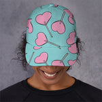 Pink Heart Lollipop Pattern Print Baseball Cap