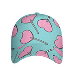Pink Heart Lollipop Pattern Print Baseball Cap