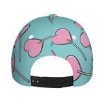 Pink Heart Lollipop Pattern Print Baseball Cap