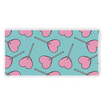 Pink Heart Lollipop Pattern Print Beach Towel