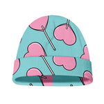 Pink Heart Lollipop Pattern Print Beanie