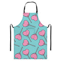Pink Heart Lollipop Pattern Print Bib Apron With Pocket
