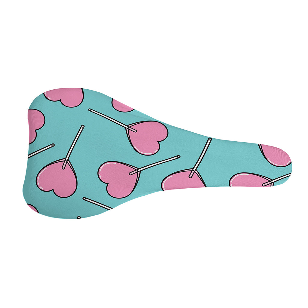 Pink Heart Lollipop Pattern Print Bicycle Seat Cover