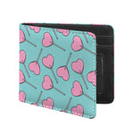 Pink Heart Lollipop Pattern Print Bifold Wallet