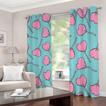 Pink Heart Lollipop Pattern Print Blackout Grommet Curtains