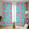 Pink Heart Lollipop Pattern Print Blackout Pencil Pleat Curtains