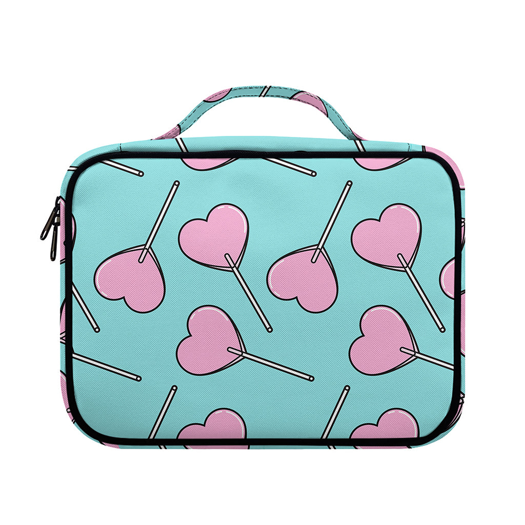 Pink Heart Lollipop Pattern Print Briefcase Bible Bag