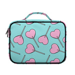 Pink Heart Lollipop Pattern Print Briefcase Bible Bag