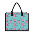 Pink Heart Lollipop Pattern Print Canvas Tote Bag
