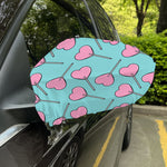Pink Heart Lollipop Pattern Print Car Side Mirror Covers