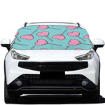 Pink Heart Lollipop Pattern Print Car Windshield Snow Cover