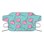 Pink Heart Lollipop Pattern Print Car Windshield Snow Cover