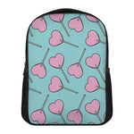 Pink Heart Lollipop Pattern Print Casual Backpack