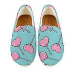 Pink Heart Lollipop Pattern Print Casual Shoes
