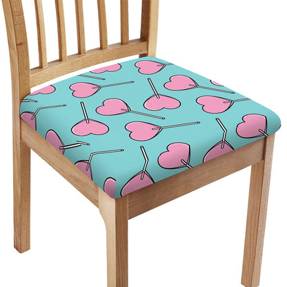 Pink Heart Lollipop Pattern Print Chair Cushion Cover
