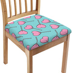 Pink Heart Lollipop Pattern Print Chair Cushion Cover
