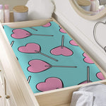 Pink Heart Lollipop Pattern Print Changing Pad Cover