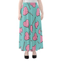Pink Heart Lollipop Pattern Print Chiffon Maxi Skirt