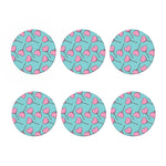 Pink Heart Lollipop Pattern Print Coaster Set