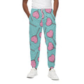Pink Heart Lollipop Pattern Print Cotton Sweatpants