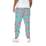 Pink Heart Lollipop Pattern Print Cotton Pants
