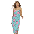 Pink Heart Lollipop Pattern Print Cross Back Cami Dress