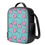 Pink Heart Lollipop Pattern Print Crossbody Lunch Bag