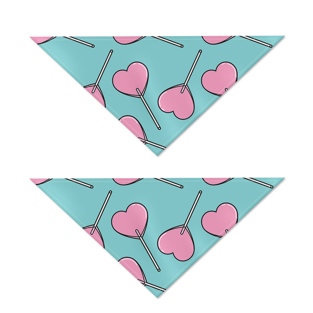 Pink Heart Lollipop Pattern Print Dog Bandana