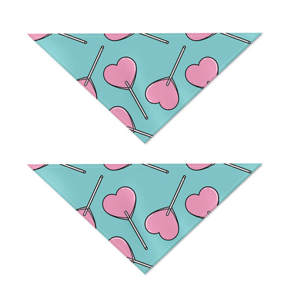 Pink Heart Lollipop Pattern Print Dog Bandana