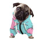 Pink Heart Lollipop Pattern Print Dog Zip Up Hoodie