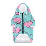 Pink Heart Lollipop Pattern Print Dog Zip Up Hoodie