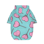 Pink Heart Lollipop Pattern Print Dog Zip Up Hoodie