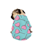 Pink Heart Lollipop Pattern Print Dog Zip Up Jacket