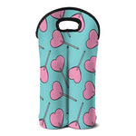 Pink Heart Lollipop Pattern Print Double Neoprene Wine Tote