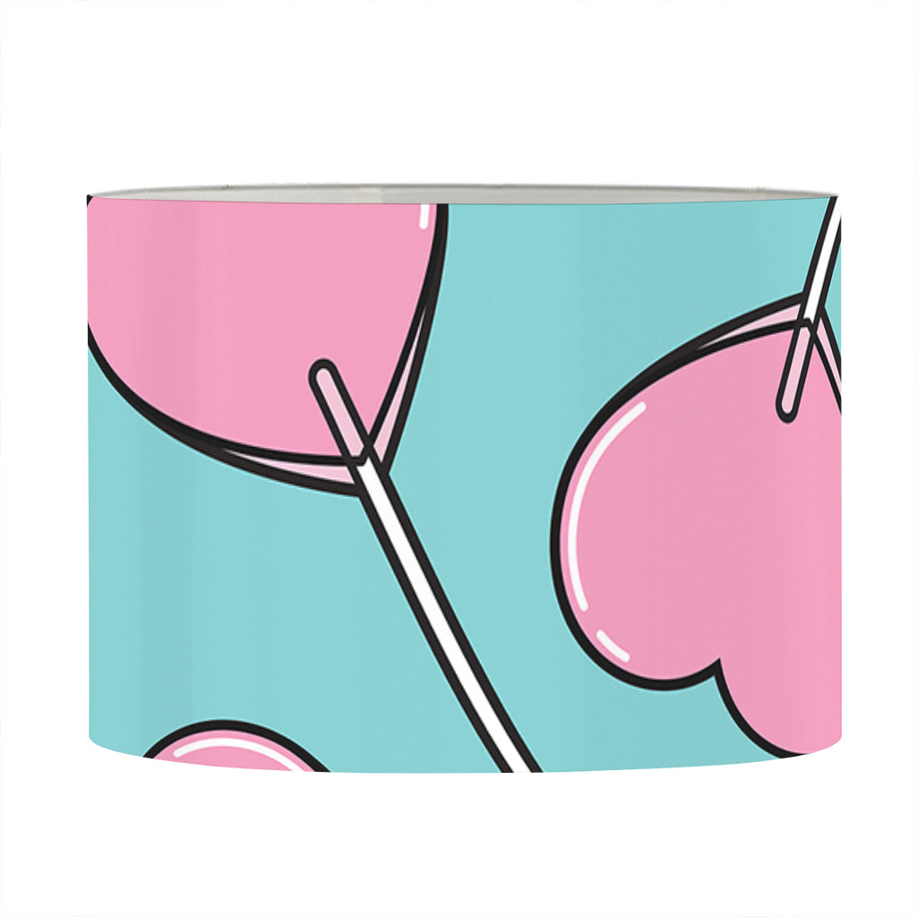 Pink Heart Lollipop Pattern Print Drum Lamp Shade