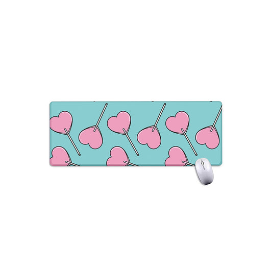 Pink Heart Lollipop Pattern Print Extended Mouse Pad