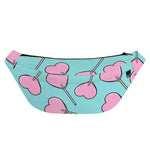 Pink Heart Lollipop Pattern Print Fanny Pack