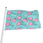 Pink Heart Lollipop Pattern Print Flag