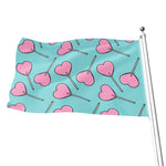 Pink Heart Lollipop Pattern Print Flag