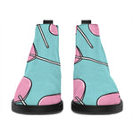 Pink Heart Lollipop Pattern Print Flat Ankle Boots