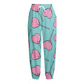Pink Heart Lollipop Pattern Print Fleece Lined Knit Pants