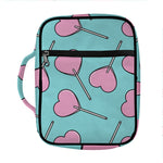 Pink Heart Lollipop Pattern Print Front Pocket Bible Bag